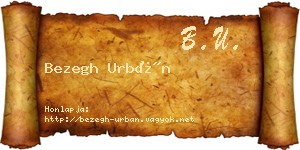 Bezegh Urbán névjegykártya
